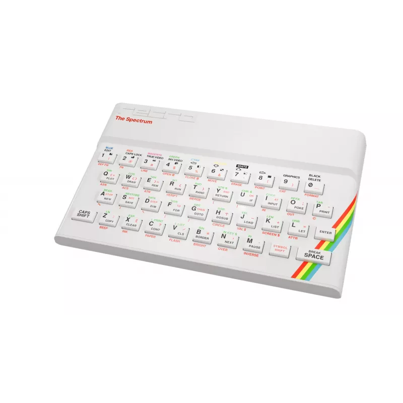 Retro Games The Spectrum White Edition – ZX Spectrum HD konsolė su vairalazde ir 40+ iš anksto įkeltų žaidimų