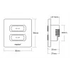 MIBOXER ESW2B 2-Gang Smart Switch LED nuotolinio valdymo pultas su WiFi ir 2,4GHz judesio jutikliu bei reguliatoriumi