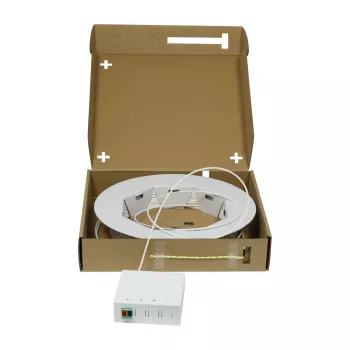 SYNERGY21 FTTH Compact Box Pre-assembled, 2xLC/APC -> Open End, 20m, 9/125µm, G.657.A2, 2-Fiber, OD=2,2mm