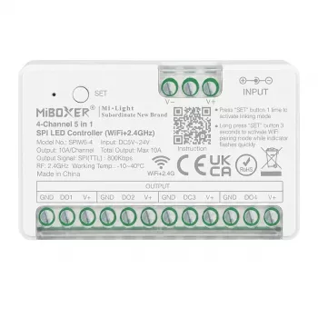 MIBOXER SPIW5-4 Pixel LED valdiklis SPI serijos 5 in 1 SPI (2,4GHz+WiFi) 4 kanalų