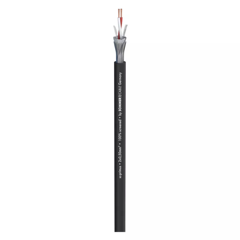 Sommer Cable SC-Primus mikrofono kabelis, 2 x 0,50 mm², PVC Ø 6,7 mm, juodos spalvos, parduodamas metrais (200-0151)