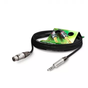 Sommer Cable Stage 22 Highflex mikrofono kabelis, 2 x 0,22 mm², XLR 3 kontaktų lizdas – 6,3 mm stereo kištukas, NEUTRIK, juodos spalvos, 5 m (SGN5-0500-SW)
