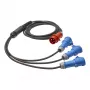 Sommer Cable Titanex maitinimo skirstomasis kabelis, CEE 16A 5 kontaktų kištukas – 3x CEE 16A 3 kontaktų lizdas, H07RN-F 5 x 2,5 mm², MENNEKES, juodos spalvos, 5 m (GSH4-525H0500)