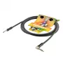 Sommer Cable SC-Spirit LLX instrumento kabelis, 1 x 0,38 mm², 6,3 mm mono kištukas – kampinis 90° 6,3 mm mono kištukas (NOISEFREE), HICON, juodos spalvos, 3 m (LX3C-0300-SW)