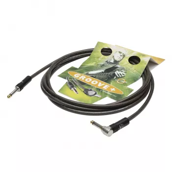 Sommer Cable SC-Spirit XXL instrumento kabelis, 1 x 0,75 mm², 6,3 mm mono kištukas – kampinis 90° 6,3 mm mono kištukas (NOISEFREE), HICON, juodos / skaidrios spalvos, 3 m (SX3C-0300)