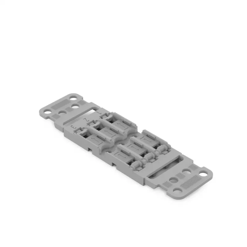 WAGO 221-2503 Tvirtinimo adapteris su įtempimo kompensavimu, 3 laidininkams, šviesiai pilkas