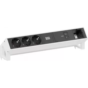 Bachmann DESK2 3x Schuko 1x USB-C 100W 1x Module Slot 0,2m RAL9010