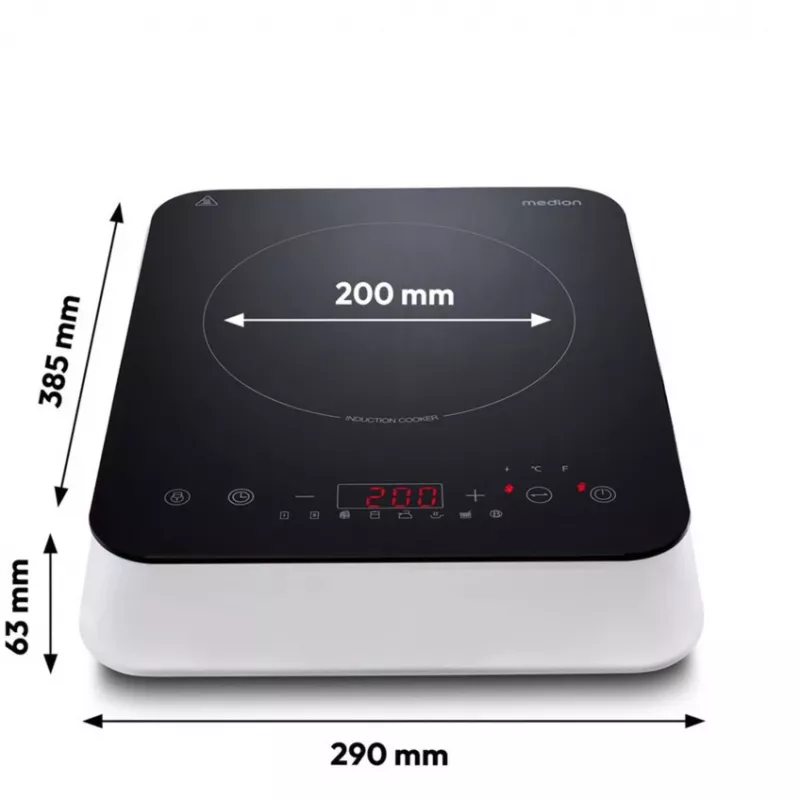 MEDION LIFE Induction Hob MD 18490 (Black/White, 2000 W)