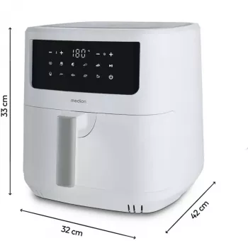 MEDION Air Fryer Life MD 11750 P10 XL (matinė balta, 2150 W, 6,8 L krepšys)