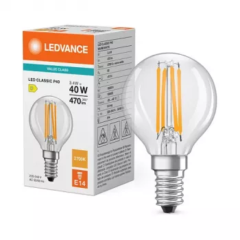 Osram LED Classic P 40 Filament 3.4W 827 Clear E14 LED Lemputė, Mini Rutulys