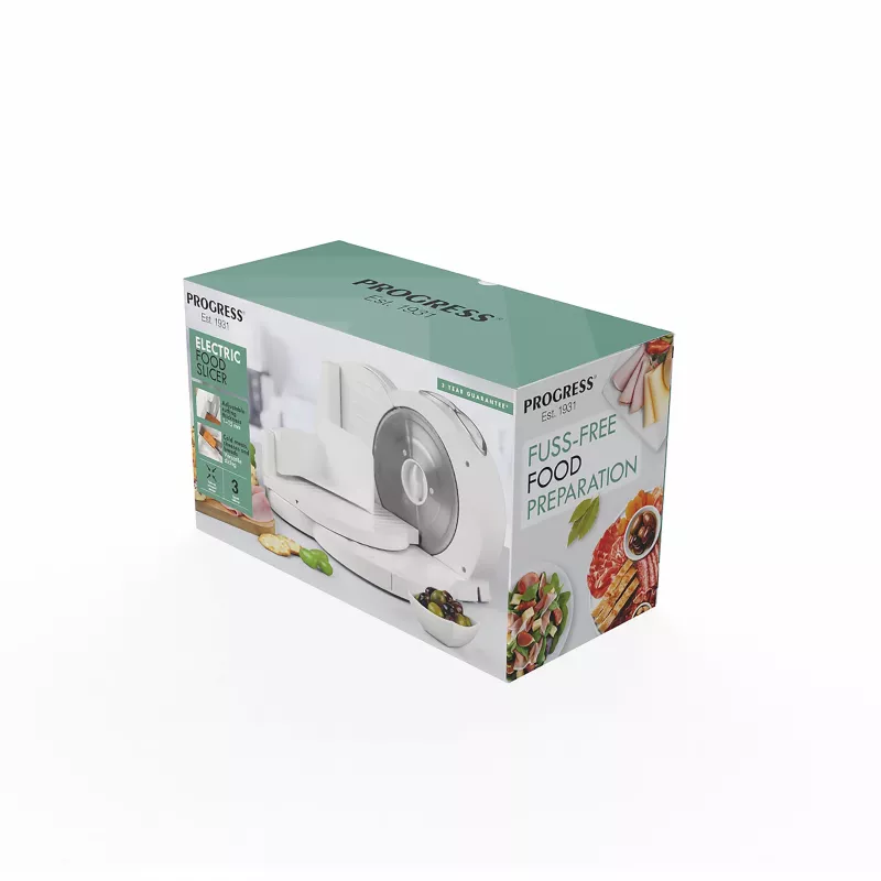 Progress EK3683PFVDE elektrinė pjaustyklė 150W nerūdijančio plieno dantytas peilis 190mm juoda/sidabrinė