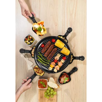Giles & Posner EK4511GV2VDE Stalo Raclette Grilis 1200 W 8 asmenims Juodas/Sidabrinis