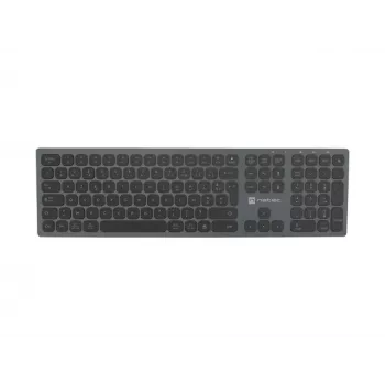 NATEC NKL-1976 Dolphin FR belaidė klaviatūra Bluetooth 5.0 + 2.4 GHz X-Scissors aliumininė plona - prancūziškas AZERTY išdėstymas - Space Grey