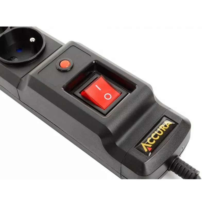 Accura Premium Crux apsauginis nuo viršįtampių ilgintuvas 6 kištukinių lizdų, 3,0 m, juodas