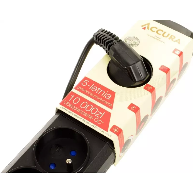 Accura Premium Crux apsauginis nuo viršįtampių ilgintuvas 6 kištukinių lizdų, 3,0 m, juodas