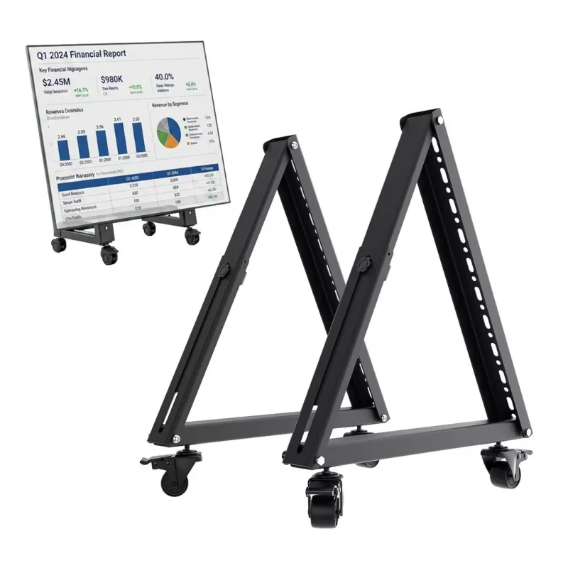 Maclean MC-183 Mobilus TV stovas/vežimėlis, 37-80 inch, VESA 800x400, 75 kg, fiksuojami ratukai, juodas