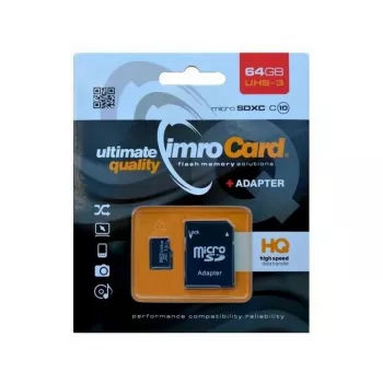 Imro microSDXC 64GB atminties kortelė + SD adapteris UHS-I U3 V30