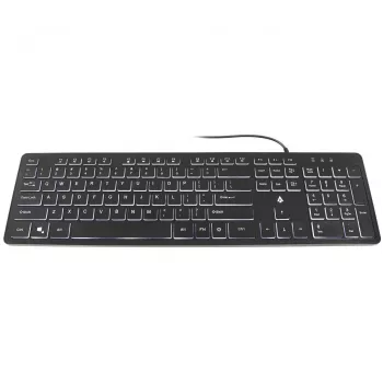 Accura Artesia ACC-K1408 apšviesta laidinė membraninė klaviatūra, pilno dydžio QWERTY, daugiaspalvis LED, juoda