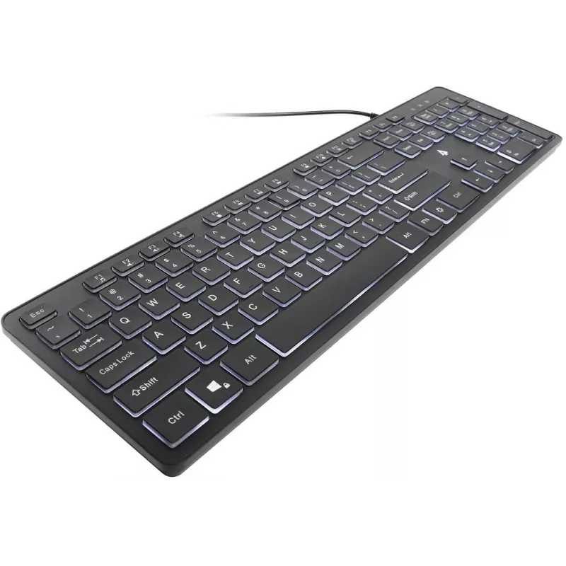 Accura Artesia ACC-K1408 apšviesta laidinė membraninė klaviatūra, pilno dydžio QWERTY, daugiaspalvis LED, juoda