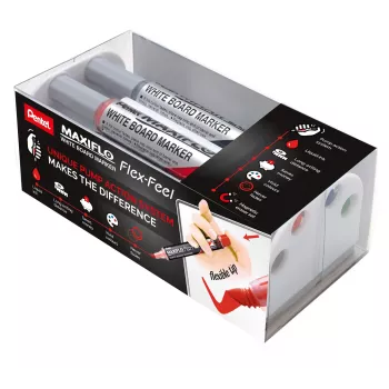 Pentel Maxiflo Flex-Feel Whiteboard Marker rinkinys, mišrios spalvos, 2,0–5,0 mm, 4 vnt.