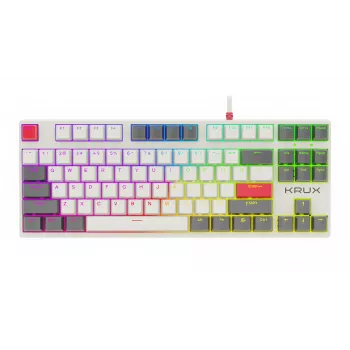 KRUX ATAX PRO RGB Creator Retro Gateron Yellow Pro mechaninė klaviatūra (TKL, 87 klavišų, keičiami jungikliai, USB-C, PBT dvigubo liejimo klavišai, per klavišą RGB)