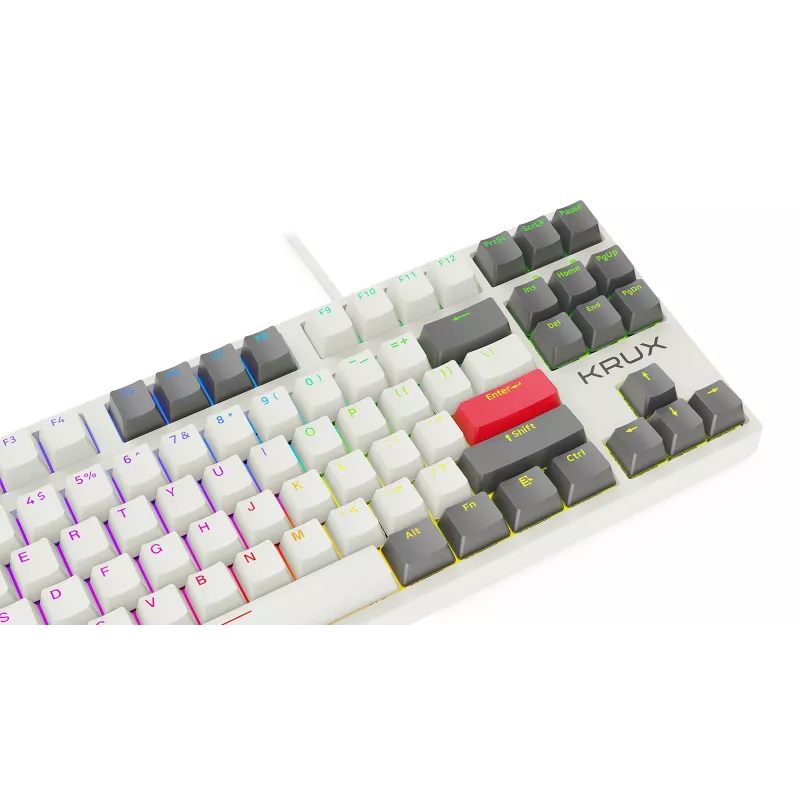 KRUX ATAX PRO RGB Creator Retro Gateron Yellow Pro mechaninė klaviatūra (TKL, 87 klavišų, keičiami jungikliai, USB-C, PBT dvigubo liejimo klavišai, per klavišą RGB)