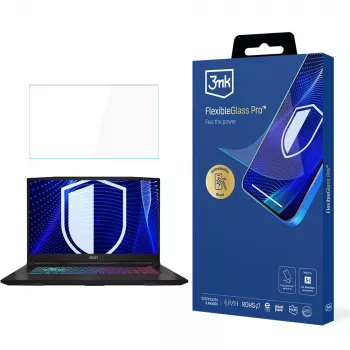 3MK PROTECTION FlexibleGlass Pro Screen Protector, skirta MSI Katana 17,3 colio nešiojamam kompiuteriui (iki 19 modelio) – 0,3 mm hibridinis stiklas, 7H kietumas, apsauga nuo pirštų atspaudų, be burbuliukų