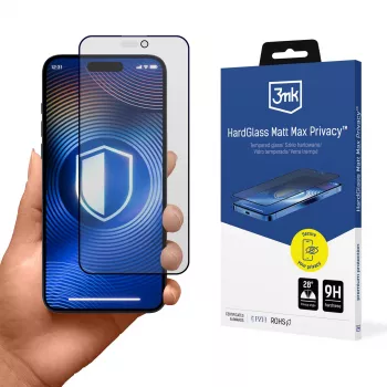 3MK HardGlass Matt Max Privacy Screen Protector, skirta Apple iPhone 15/16