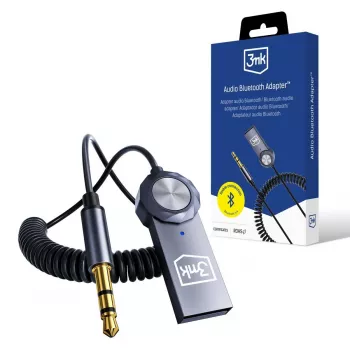 3mk Audio Bluetooth Adapter - Bluetooth 5.0 imtuvas su 3,5mm AUX, USB-C, 10h baterija, juoda