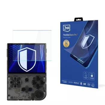 3MK PROTECTION FlexibleGlass Pro apsauginis stiklas, skirtas Anbernic RG35XX (3,5 colio) – 0,3 mm hibridinis stiklas, 7H kietumas, oleofobinė danga, be burbuliukų