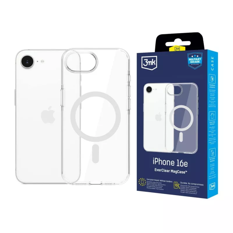 Apple iPhone 16E 3mk EverClear MagCase Skaidrus Užpakalinis Dangtelis