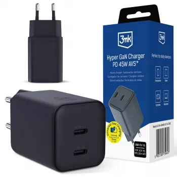 3MK Hyper Charger PD 45W GaN AVS QC4+ PPS AFC FCP DCP 2C Black