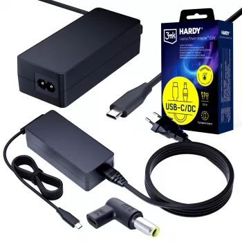 3MK PROTECTION 3mk HARDY nešiojamojo kompiuterio maitinimo adapteris 65W, skirtas IBM/Lenovo, 20V USB-C/DC 7.9 x 5.5 mm