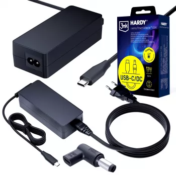 3MK PROTECTION 3mk HARDY nešiojamojo kompiuterio maitinimo adapteris 65W, skirtas Dell, 20V USB-C/DC 7.4 x 5.0