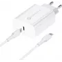 FORCELL F-ENERGY TFK-TC-25WPD USB-C sieninis įkroviklis 25W PD QC 3.0 su USB-C į USB-C laidu 3A baltas