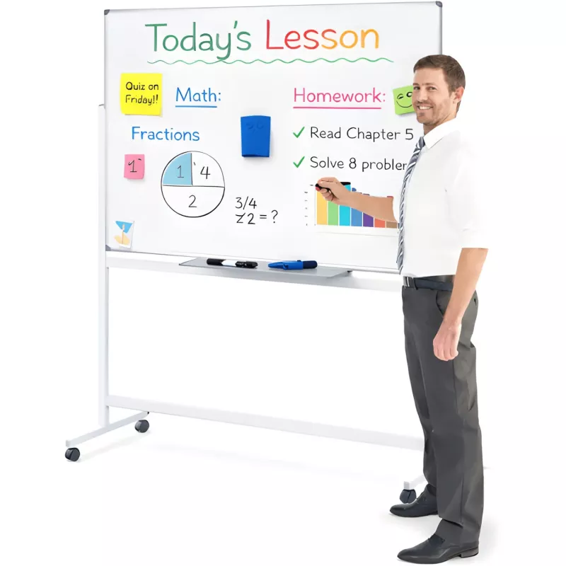 MOZOS Magnetic Whiteboard Rotating Mobile 100x70 cm