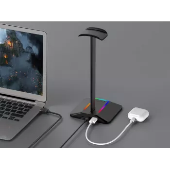 MOZOS D12 RGB LED ausinių stovas ant ausinių