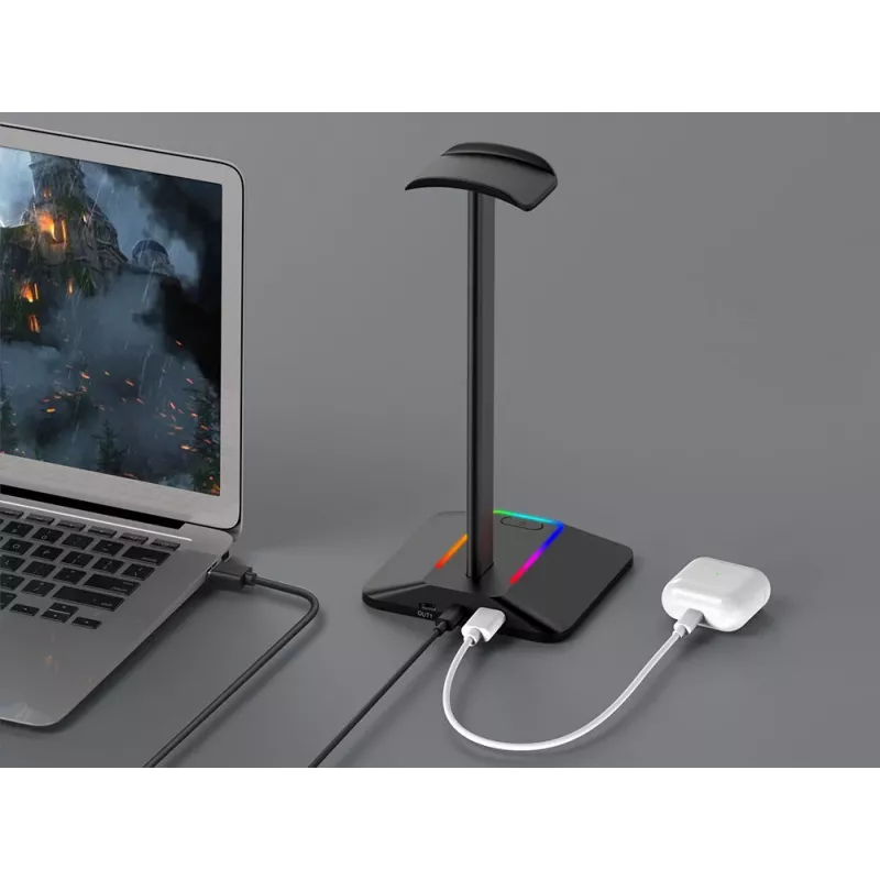 MOZOS D12 RGB LED ausinių stovas ant ausinių