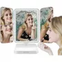 MOZOS ML10X LED Makeup Mirror su 10x padidinimu, 3 spalvų režimais, nuolatiniu reguliavimu, 360° sukimu, įkraunamas per USB-C, baltas