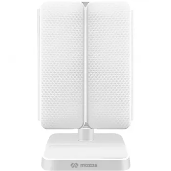 MOZOS ML10X LED Makeup Mirror su 10x padidinimu, 3 spalvų režimais, nuolatiniu reguliavimu, 360° sukimu, įkraunamas per USB-C, baltas