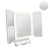 MOZOS ML10X LED Makeup Mirror su 10x padidinimu, 3 spalvų režimais, nuolatiniu reguliavimu, 360° sukimu, įkraunamas per USB-C, baltas