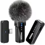 MOZOS MX2-DUAL belaidžių segamųjų mikrofonų rinkinys telefonams, 2 mikrofonai, 2,4 GHz, USB-C