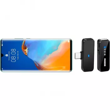 MOZOS MX2-DUAL belaidžių segamųjų mikrofonų rinkinys telefonams, 2 mikrofonai, 2,4 GHz, USB-C