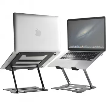 MOZOS N2-BK ergonomiškas nešiojamojo kompiuterio stovas – juodas, reguliuojamo aukščio, sulankstomas, aliuminis