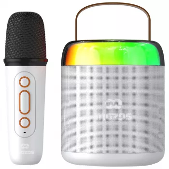 MOZOS MK White Karaoke Microphone Bluetooth Speaker