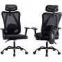 MOZOS ERGO-X Ergonomic Office Chair with Adjustable Lumbar Support and Headrest, Black