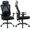 MOZOS ERGO-X Ergonomic Office Chair with Adjustable Lumbar Support and Headrest, Black