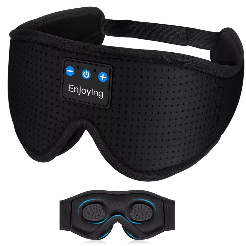 MOZOS LC001-V2 Bluetooth miego kaukė su stereo garsiakalbiais, juoda