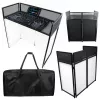 MOZOS EPDJ-100 DJ Booth Facade su stalu – didelis ekranas, baltas skydelis, juodas rėmas