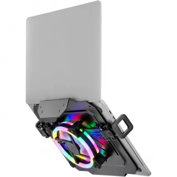 MOZOS LP-RGB nešiojamojo kompiuterio platforma, VESA 75x75/100x100, juoda, RGB apšvietimas